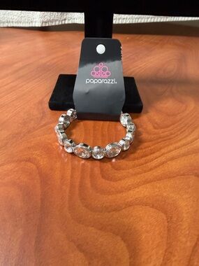 Paparazzi Silver Sparkling Stretch Bracelet with Clear Gems